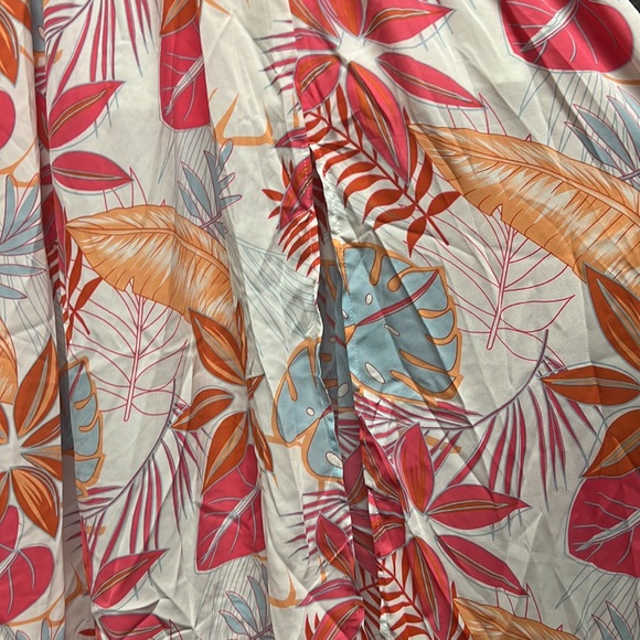 NEW - Multicolor Tropical Palm Print Tie High Waist Maxi Dress - Size 3X - Picture 8 of 9